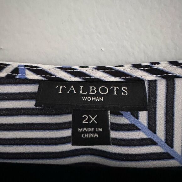 Talbots Chevron Print 2X Tie-Sleeve Blouse - Picture 4 of 9